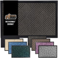 GORILLA GRIP 100% Waterproof All-Season WeatherMax Doormat US Designed Natural Rubber, Stain and Fade Resistant, Low Profile Indoor Outdoor Door Mats, Easy Clean Patio Mat, 17x29, Gray Diamond