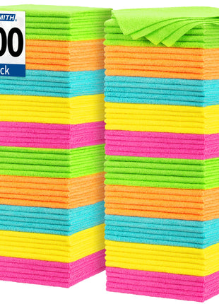 FIXSMITH Microfiber Cleaning Cloth, 100 Pack Shop Towels, Micro Fiber Cloth for Cleaning Car, All-Purpose Absorbent Cleaning Rags for Housekeeping, Dust Cloth for Office, Car Wash Towels, 12inx12in