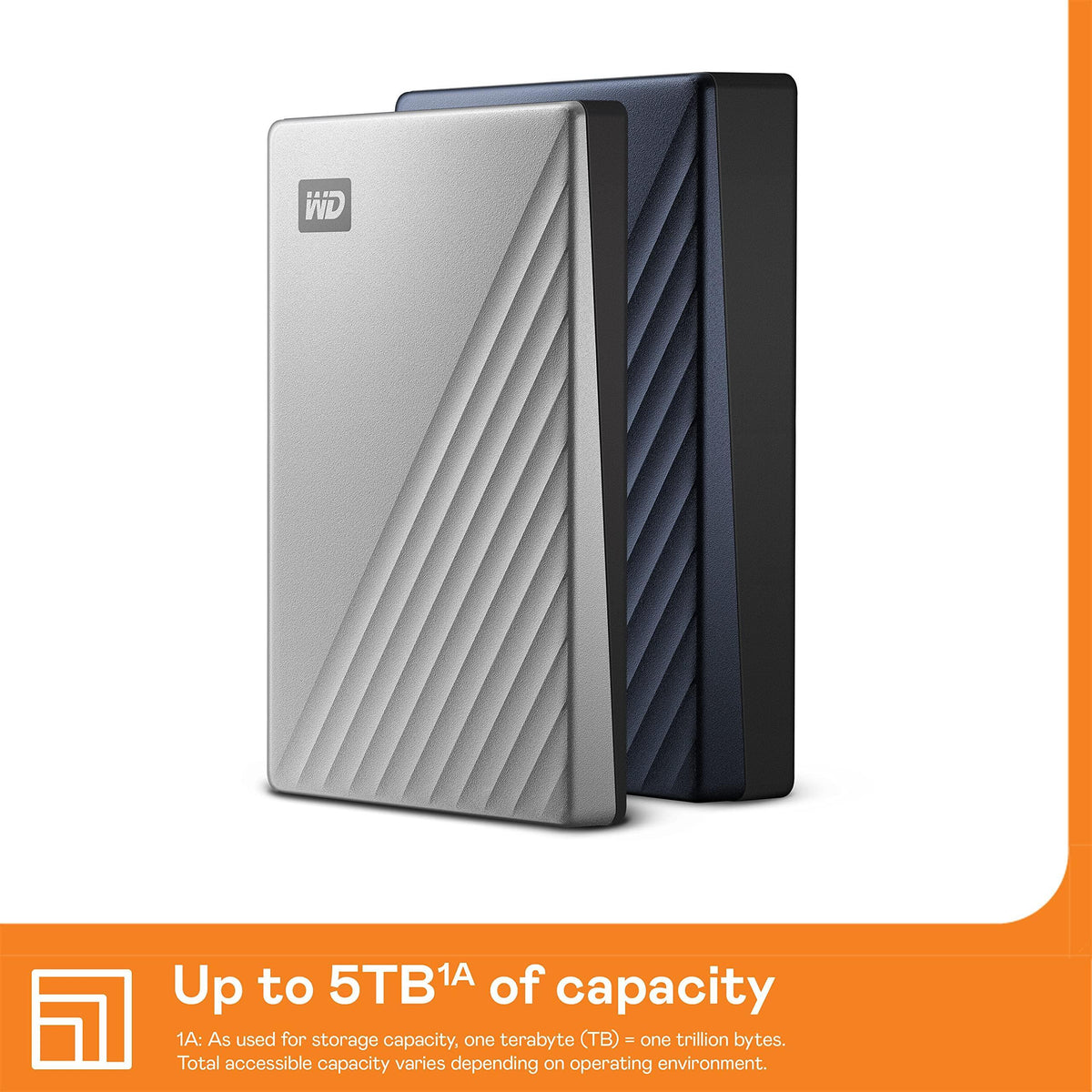 WD 4TB My Passport Ultra, Silver, Portable External Hard Drive, backup software with defense against ransomware, and password protection, USB-C and USB 3.1 - WDBFTM0040BSL-WESN