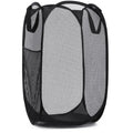 Handy Laundry Collapsible Mesh Pop Up Hamper with Wide Opening and Side Pocket - Breathable, Sturdy, Foldable, and Space-Saving Design for Clothes and Storage (Black)