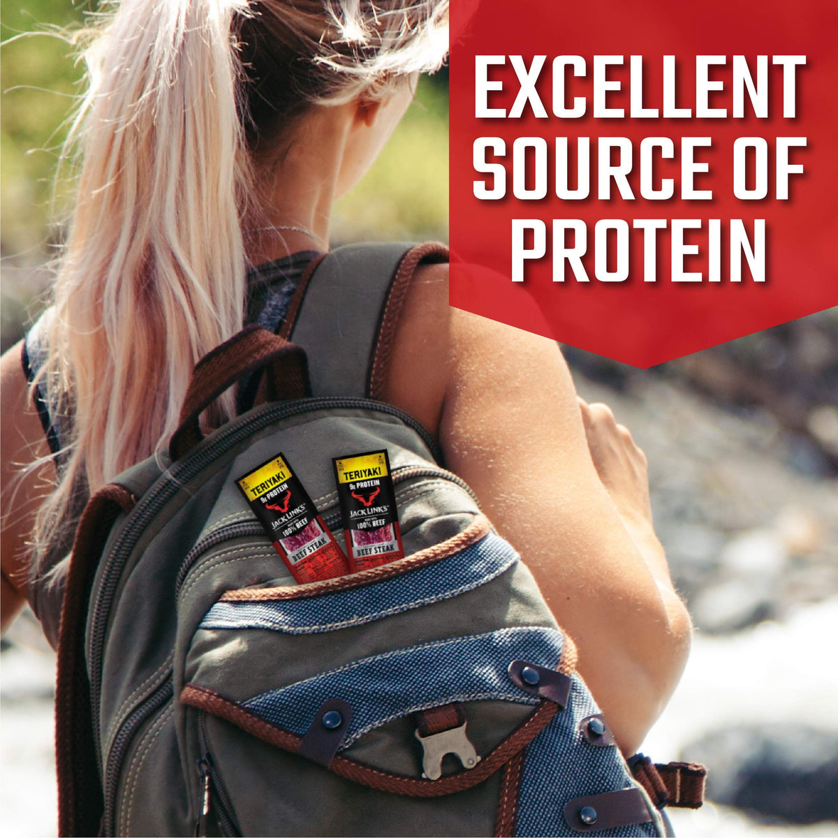 Jack Link's Beef Steak, Teriyaki - Protein Snacks, Meat Snack with 9g of Protein, Made with 100% Beef, Individually Wrapped Bulk Snack Pack, Keto Friendly - 1 Oz. (12 Count)