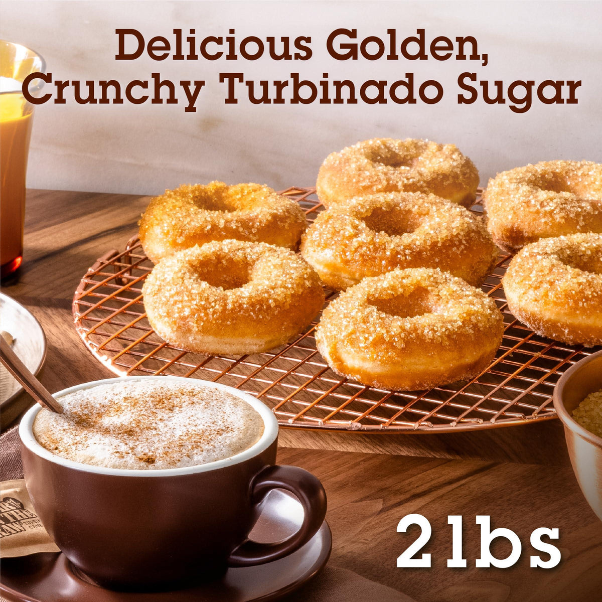 Sugar In The Raw Granulated Turbinado Cane Sugar, No Added Flavors or erythritol, Pure Natural Sweetener, Hot & Cold Drinks, Coffee, Baking, Vegan, Gluten-Free, Non-GMO, Bulk Sugar, 2lb Bag (1-Pack)