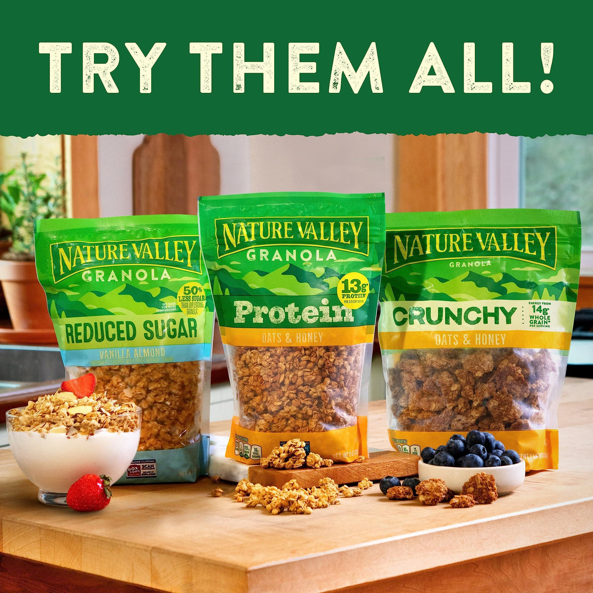 Nature Valley Protein Granola, Oats and Honey Granola, Resealable Snack Pouch, Family Size, 17 oz