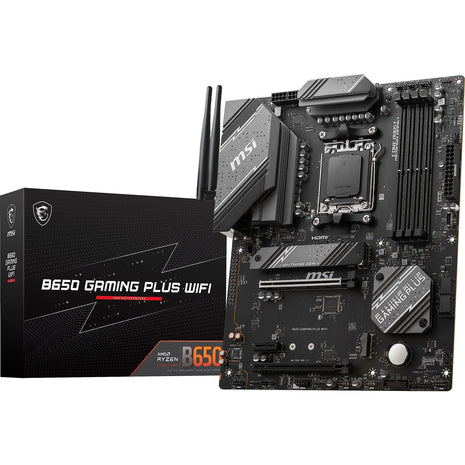 MSI B650 Gaming Plus WiFi Gaming Motherboard (AMD Ryzen 9000/8000/7000 Series Processors, AM5, DDR5, PCIe 4.0, M.2, SATA 6Gb/s, USB 3.2 Gen 2, HDMI/DP, Wi-Fi 6E, Bluetooth 5.3, 2.5Gbps LAN, ATX)