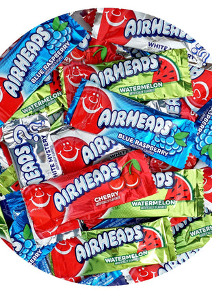 Airheads Candy Mini Bars, Assorted Flavors, 2 Pounds (Approx. 70 Pieces) Airheads Bulk Bag, Individually Wrapped Candy, Mini Airhead