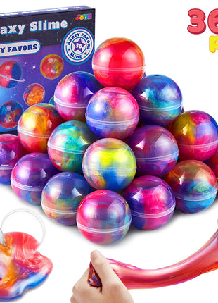 JOYIN Slime Party Favors, 36 Pack Galaxy Slime Ball- Stretchy, Non-Sticky, Mess-Free, Stress Relief, and Safe - Toys for Girls and Boys - Easter, Classroom Reward, Party Supplies, Valentines