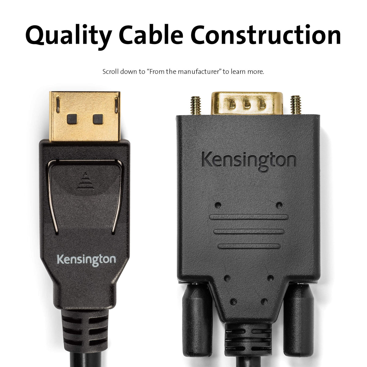 Kensington DisplayPort to VGA Cable (Support up to 1080P), 6ft (K33024WW)