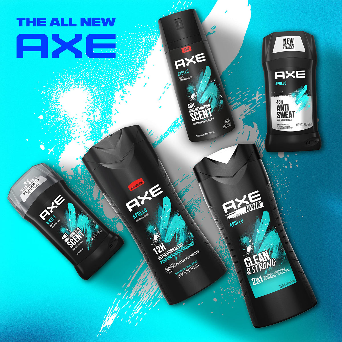 AXE Apollo Body Spray Deodorant for Long-Lasting Odor Protection, Sage & Cedarwood Deodorant for Men Formulated Without Aluminum 4oz 4 Count