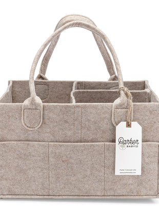 Parker Baby Diaper Caddy - Nursery Storage Bin and Car Organizer for Diapers and Baby Wipes - Oatmeal, Regular