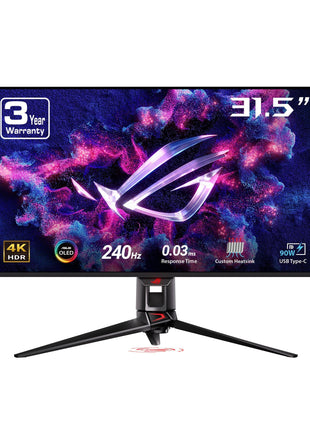 ASUS ROG Swift 32inch 4K OLED Gaming Monitor (PG32UCDM) - UHD (3840 x 2160), QD-OLED, 240Hz, 0.03ms, G-SYNC Compatible, Custom Heatsink, Graphene Film, 99% DCI-P3, True 10-bit, 90W USB-C
