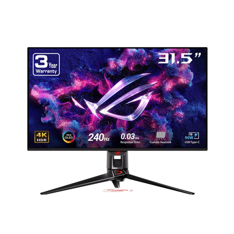 ASUS ROG Swift 32inch 4K OLED Gaming Monitor (PG32UCDM) - UHD (3840 x 2160), QD-OLED, 240Hz, 0.03ms, G-SYNC Compatible, Custom Heatsink, Graphene Film, 99% DCI-P3, True 10-bit, 90W USB-C