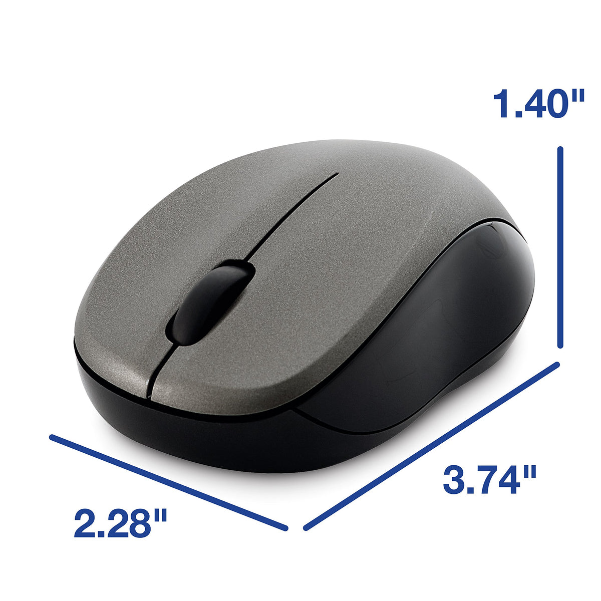 Verbatim Wireless Silent Mouse 2.4GHz with Nano Receiver - Ergonomic, Blue LED, Noiseless and Silent Click for Mac and Windows - Graphite, 1.4" x 2.3" x 3.7"