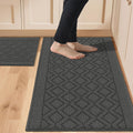 COSY HOMEER 48x20 Inch/30X20 Inch Kitchen Rug Mats Made of 100% Polypropylene 2 Pieces Soft Kitchen Mat Specialized in Anti Slippery and Machine Washable (Grey)