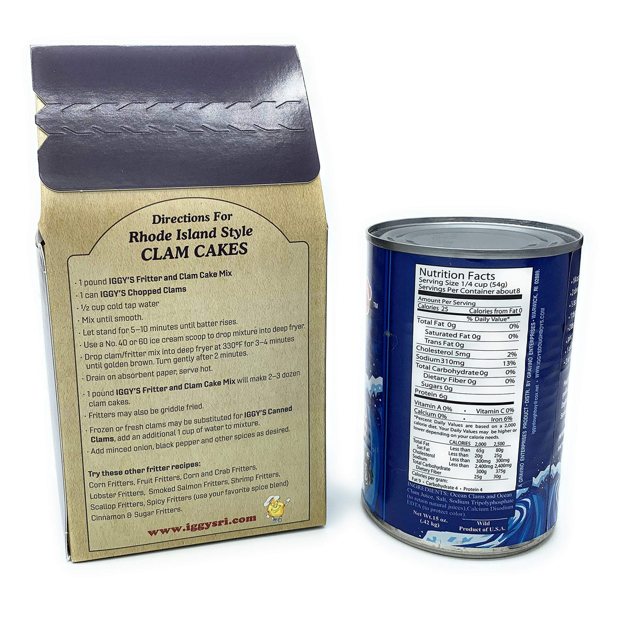 Iggy's Clam Cake Mix and Chopped Clams (Clam Cakes) NOW FEATURING 50% MORE CLAMS! (15oz can)