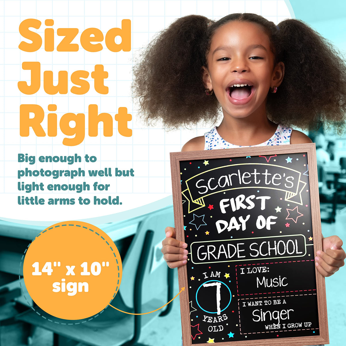 First Day Last Day of School Double Sided Sign with Frame (Reusable Dry Erase Board for Liquid Chalk Markers - 9.17" x 13.27")