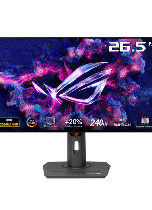 ASUS ROG XG27AQDMG 27 Inch 1440p 240Hz Glossy OLED Gaming Monitor | Custom Heatsink, Anti-Flicker, Uniform Brightness, 0.03ms, G-SYNC Compatible, 99% DCI-P3, for PS5 and Xbox