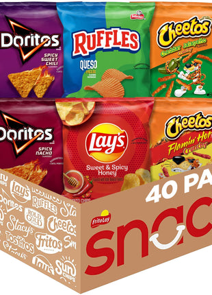 Frito-Lay Cheesy Spicy Sweet Variety Pack, 1oz Single Serve Bags, (Pack of 40) (Assortment May Vary)