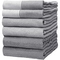Premium Kitchen Towels (20”x 28”, 6 Pack) | Large Cotton Kitchen Hand Towel | Flat & Terry Dish Cloths | Highly Absorbent Tea Towels Set with Hanging Loop | Gray
