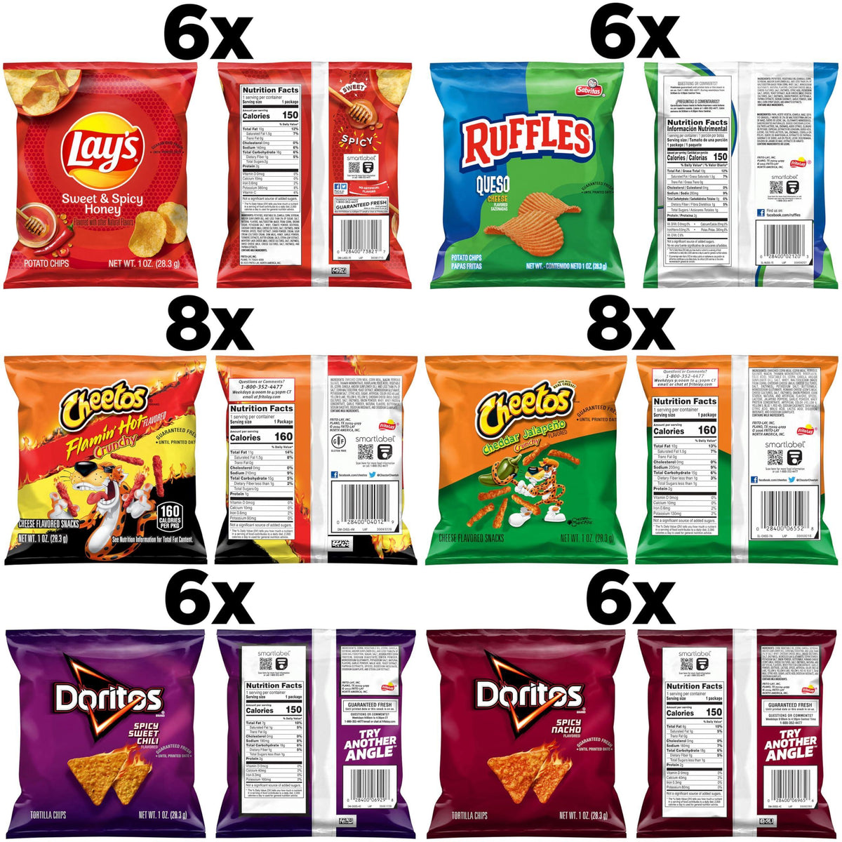 Frito Lay Cheesy Spicy Sweet Variety Pack, 1oz Single Serve Bags, (Pack of 40) (Assortment May Vary)