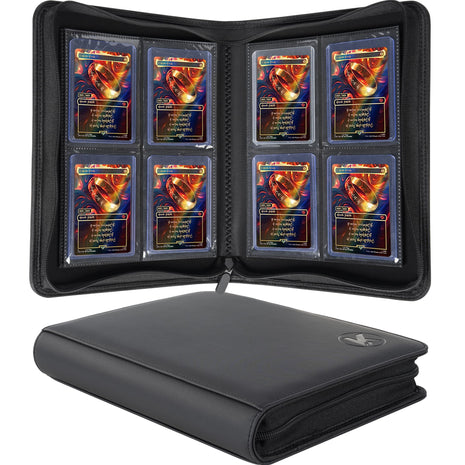 Top loader Binder, Holds 128+ Toploaders, 4 Pocket Top Loader Card Storage Case, Double-Sided Pockets for trading card in 3 x 4'' Toploaders