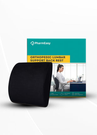 PharmEasy Back Support, Car Seat Back Support, Orthopedic Lumbar Support Memory Foam Backrest Cushion