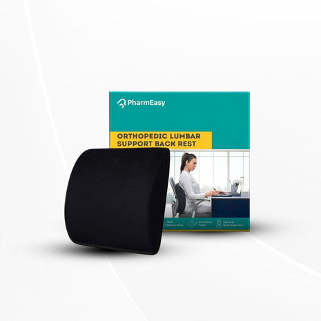 PharmEasy Back Support, Car Seat Back Support, Orthopedic Lumbar Support Memory Foam Backrest Cushion