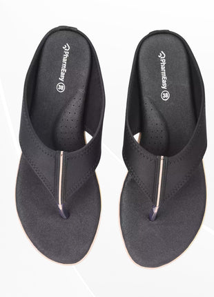 PharmEasy Diabetic & Orthopedic women slippers Fashion Range-1 Black Color, UK 4