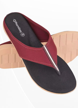 PharmEasy Diabetic & Orthopedic women slippers Fashion Range-1 Cherry Color UK 6