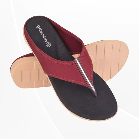 PharmEasy Diabetic & Orthopedic women slippers Fashion Range-1 Cherry Color, UK 7