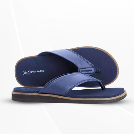PharmEasy Diabetic and Orthopaedic Adjustable Slippers for Men - Royal Blue, Size 10 UK