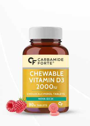 Carbamide Forte Vitamin D3 2000IU | Vitamin D Tablets for Bone, Raspberry Flavour - 90 Tablets