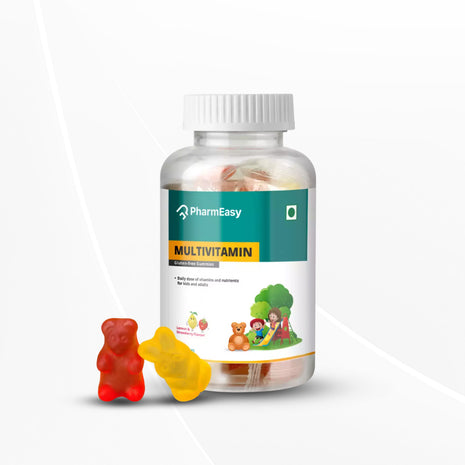 PharmEasy Multivitamin Gummies Supplement with Lemon & Strawberry Flavor - 30 Gummies