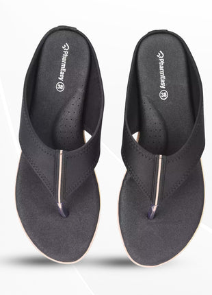 PharmEasy Ortho Care Women Orthopedic & Diabetic Slippers Midnight Black UK 9