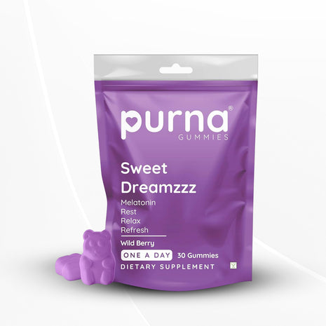 Purna Gummies Melatonin For Adults, Wild Berry Flavor, 30 Gummies