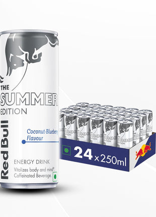 Red Bull Energy Drink, The Summer Edition, Coconut Blueberry Flavour, 250 ml (Pack of 24)