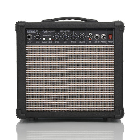 Leo Jaymz 20W Electric Guitar Amplifier - Clean and Distortion Channel - 3 Band Equalization and CD Line Input - Recording Studio, Practice Room, Small Courtyard (6.5 inch, Black)
