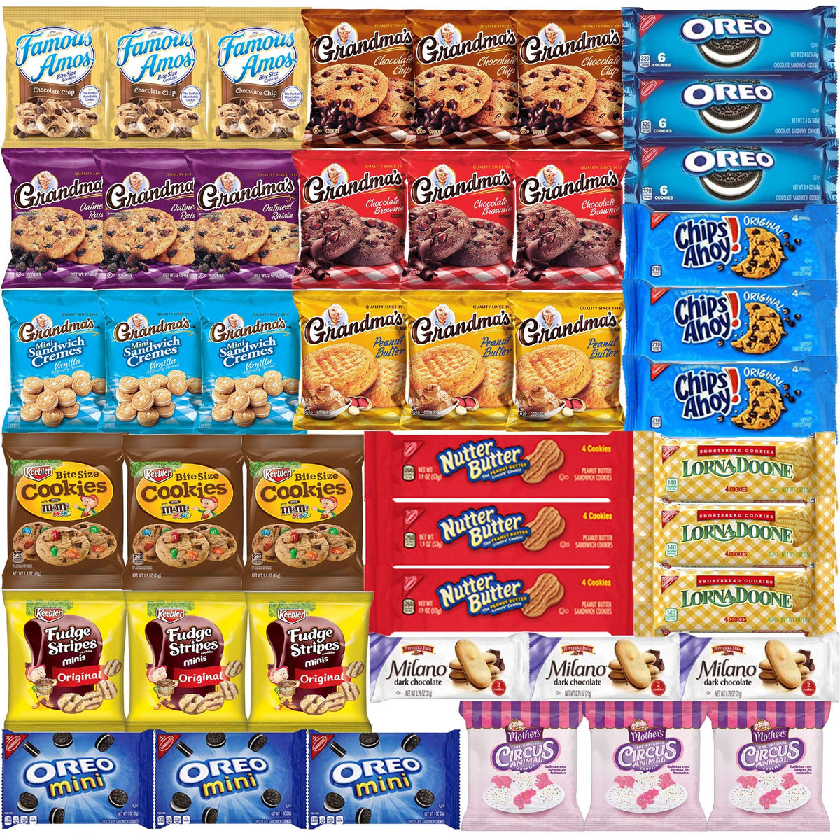 Cookies Individually Wrapped Variety Pack - Cookies Bulk Assortment Care Package Sampler Gift Box (45 Count)