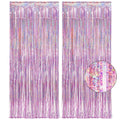 Pink Tinsel Curtain Party Backdrop - GREATRIL Foil Fringe Curtain Lilac Pink Party Streamers for Birthday Girl Princess Bachelorette Euphoria Taylor Themed Party Decorations - 2 Packs