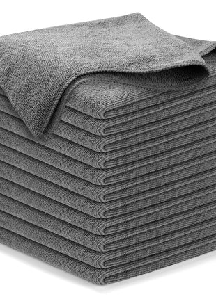 USANOOKS Microfiber Cleaning Cloth Grey - 12 Pcs (12.5 inchx12.5 inch) - High Performance - 1200 Washes, Ultra Absorbent Microfiber Towel Weave Grime & Liquid for Streak-Free Mirror Shine - Car Washing Cloth