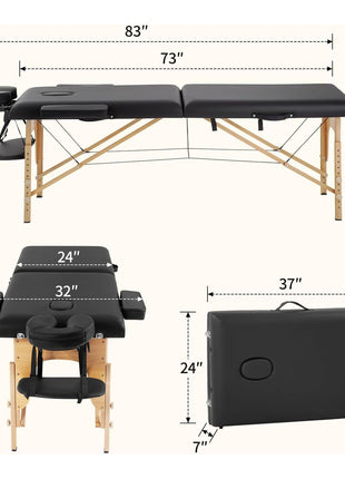 BestMassage Massage Bed Portable Massage Table 24 inch Wide Lash Bed Height Adjustable 2 Folding Spa Table with Non-Woven Bag for Spa Footmassage Facial CareSpa Tattoo