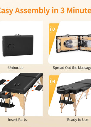 BestMassage Massage Bed Portable Massage Table 24 inch Wide Lash Bed Height Adjustable 2 Folding Spa Table with Non-Woven Bag for Spa Footmassage Facial CareSpa Tattoo