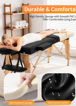 BestMassage Massage Bed Portable Massage Table 24 inch Wide Lash Bed Height Adjustable 2 Folding Spa Table with Non-Woven Bag for Spa Footmassage Facial CareSpa Tattoo