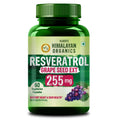 Vlado's Himalayan Organics Resveratrol 255mg with Grape Seed Extract Supplement | Anti Aging Supplement for Youthful Skin I Pharma Grade Resveratrol Supplements for Max Absorption - 60 Veg Capsules