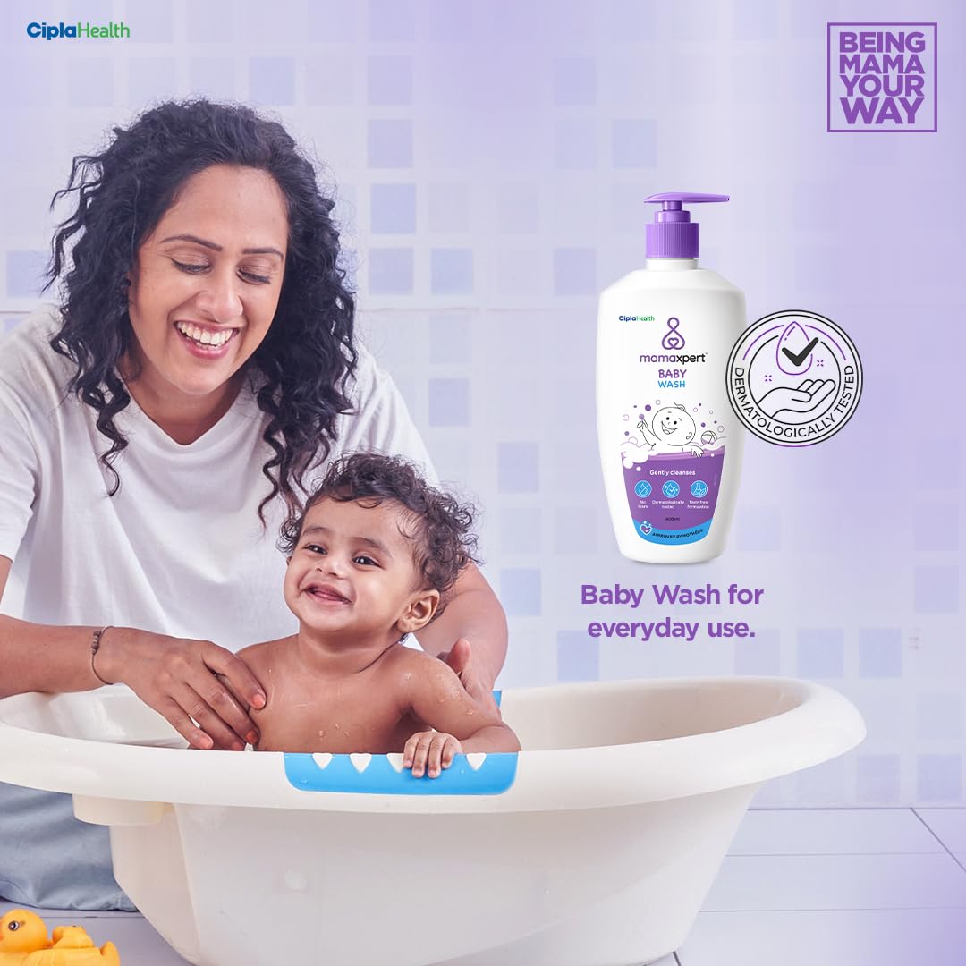 Cipla Health Mamaxpert Baby Wash 400ML | Baby body wash for bath | No Tears Formula for Baby Bath | 0-5 Years