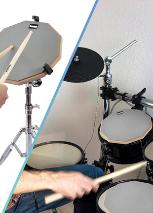 Drum Practice Pad for drumming drum pad and sticks 12 In,Sided With 2 Pairs/4 Maple 5A Drum Sticks & Storage Bag(Gray)