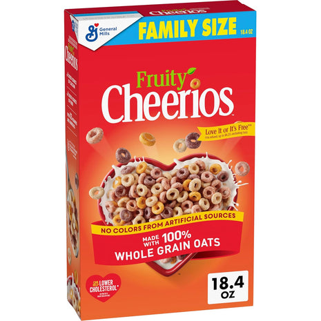 Fruity Cheerios, Heart Healthy Gluten Free Breakfast Cereal, Made with Whole Grain Oats, Family Size, 18.4 oz