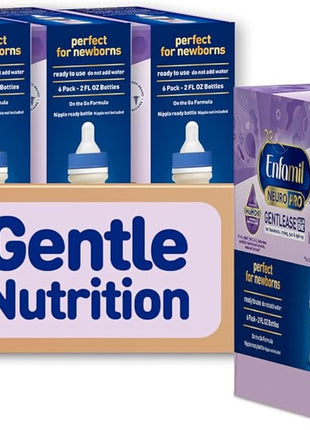 Enfamil NeuroPro Gentlease Ready-to-Feed with Smaller Proteins for Easy Digestion,Brain Supporting DHA, HuMO6* Blend, Baby Formula for easing Fussiness, Gas, Spit-up in 24hrs, 2 Fl Oz (6 ct), 4 Pack