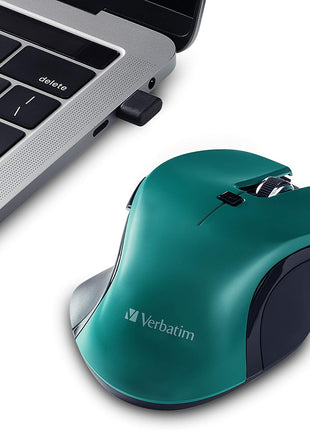 Verbatim USB-C Wireless Blue LED Mouse, Teal, 2.4GHz