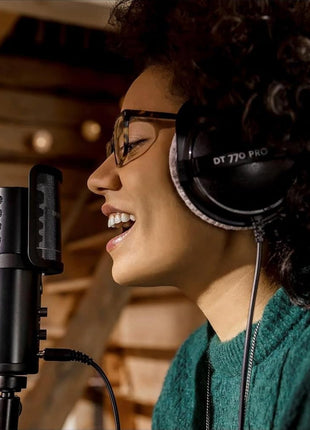 beyerdynamic DT 770 PRO 80 Ohm Over Ear Studio Headphones in Gray. Enclosed design, wired for professional recording and monitoring