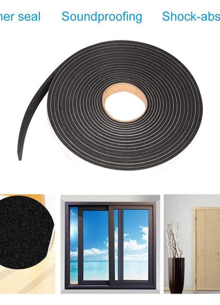 Seal Foam Tape,1/2 Inch W x 1/8 Inch T Weather Stripping for Door and Window,High Density Single Sided Closed Cell Door Insulation Weather Strip, 3 Rolls Total 50FT Black